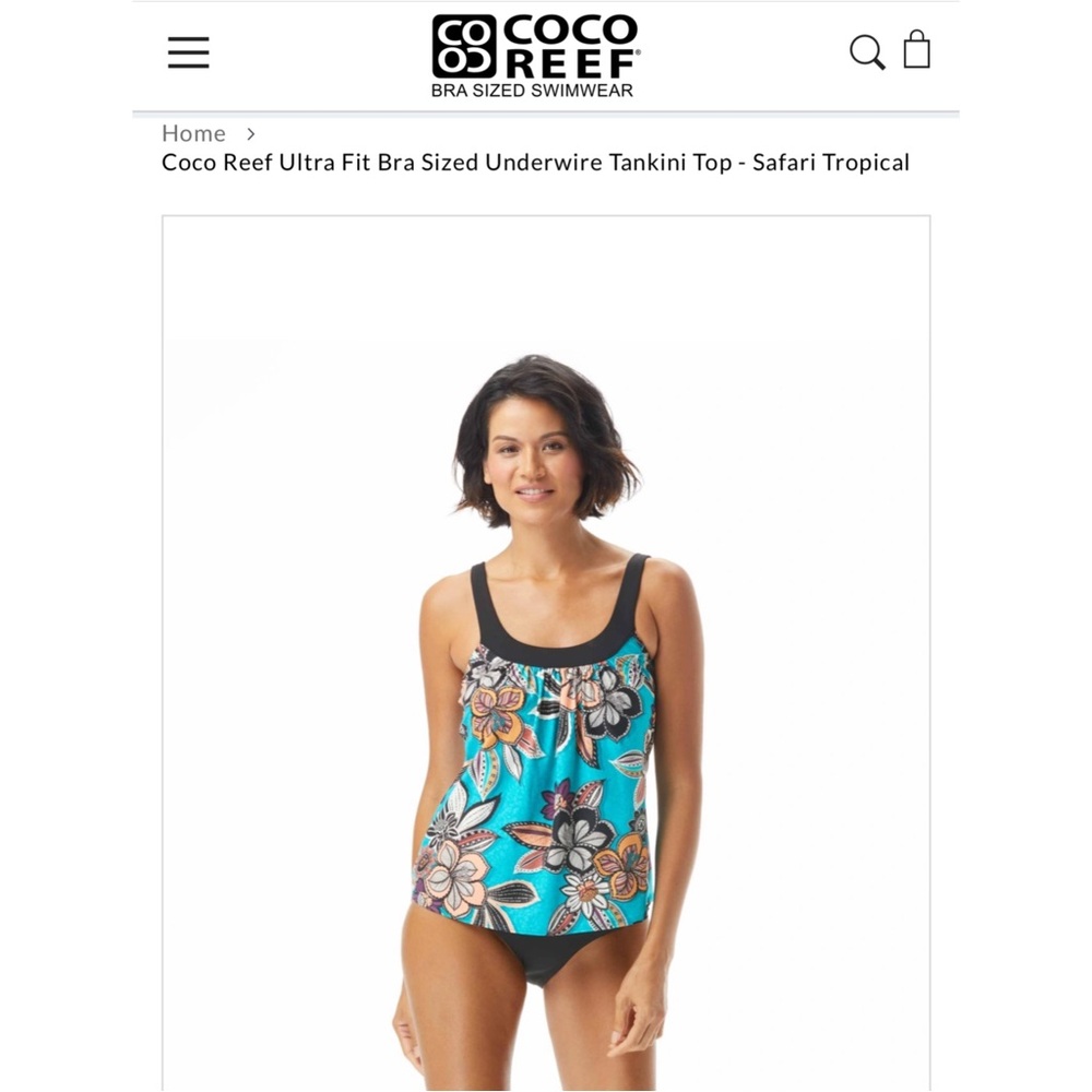 Coco Reef Tankini Top 38D – Bra-Sized Underwire Swim Top Safari Tropical Print - Picture 9 of 9